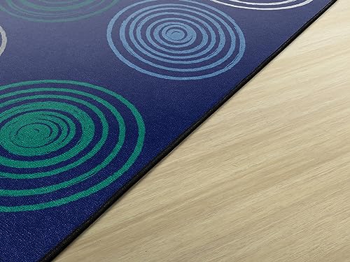 Educational Circles Seating Rug for Kids Classroom, 7'6" x 12' Cool Blue