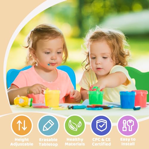 Height Adjustable Kids Table and 4 Chairs Set for Arts, Crafts, and Play