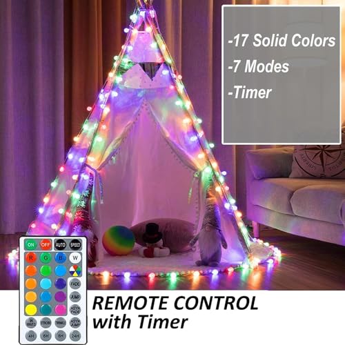 50ft Color Changing Globe String Lights - 75 LED USB Powered Lights with Remote