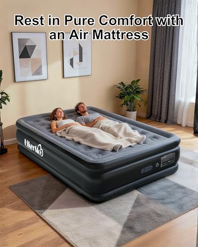 Full Air Mattress with Built-In Pump, Quick Inflation, 18" Gray