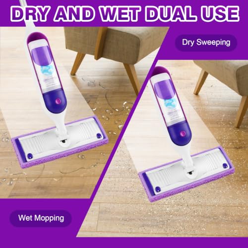 Reusable Microfiber Mop Pads 8-Pack for 13-15 Inch Mops, Wet & Dry
