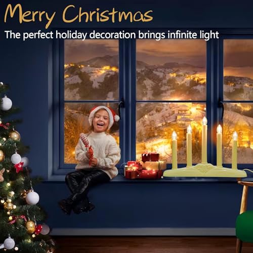 Doratale 5-Light Ivory Electric Christmas Window Candle Lamp with 6 C7 Bulbs - 3 Feet Cord, Holiday Decor