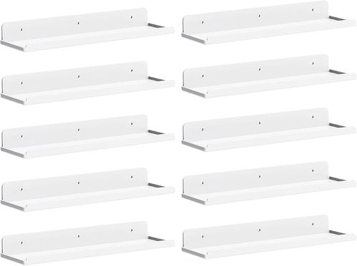Lifewit Floating Shelves - 15" Acrylic Wall Organizer for Perfume, Makeup & Decor | 10 Pack, White