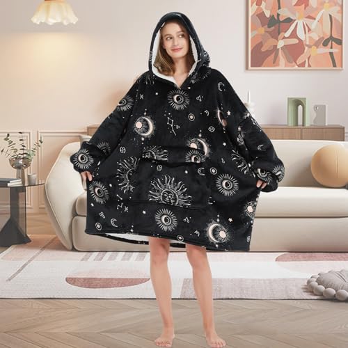 Oversized Sun and Moon Sherpa Wearable Blanket Hoodie