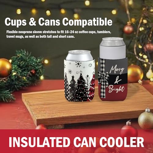 ETVISO 4 Pack Christmas Cup Sleeves - Neoprene Can Insulators for Short Wide Cans (Variation: Christmas(3))
