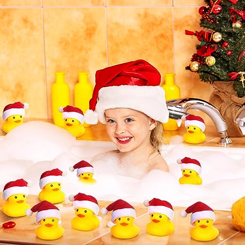 Liliful Christmas Mini Rubber Ducks with Hat 48 Pcs – Santa Hat Ducks 24 Yellow / 24 Red (24 / Santa Hat variant)