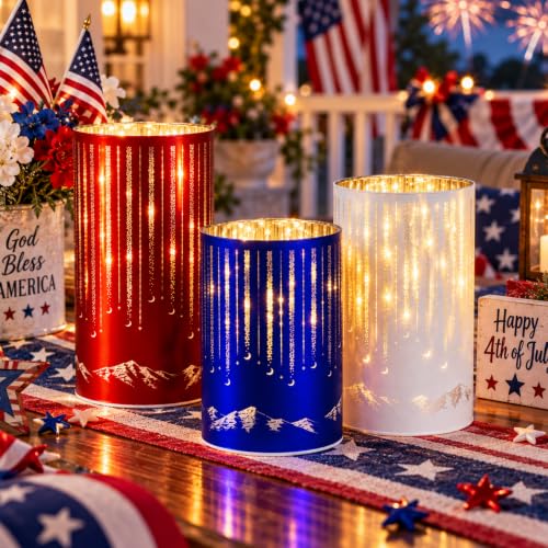 Meteor Snow Mountain LED Candle Holders Set of 3 - Star Moon Mountain Decor