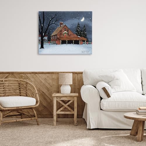 Night Before Christmas Barn 30 x 40 Inch Gallery Wrapped Canvas — Unframed, 40L x 30W