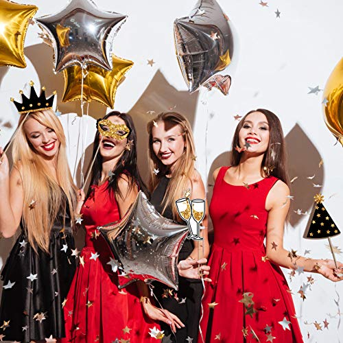24-Piece Photo Booth Props Set - Black and Gold Party Accessories