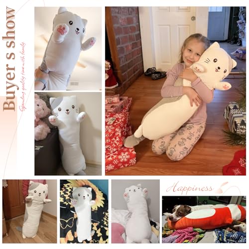 36-Inch Long Cat Plush Body Pillow - Soft Stuffed Animal Kitten Toy
