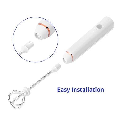 Milk Frother, Rechargeable hand-Held Electric Milk Frother 3 Adjustable USB Charging Can Be Used forBulletproof Coffee Protein Drinks Matcha Coffee Whisk (White)