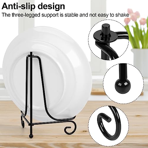 Metal Plate Stands for Display 6 Inch - 4 Pack Black Tabletop Easels