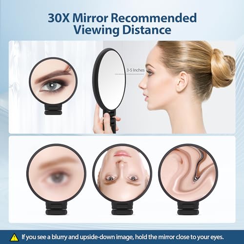 B Beauty Planet 30X Magnifying Mirror, Hand Mirror with Handle,