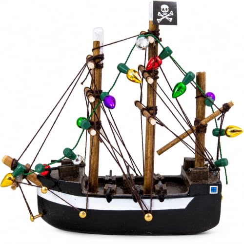 Wowser 3.75-Inch Pirate Ship Christmas Ornament with Mini Lights
