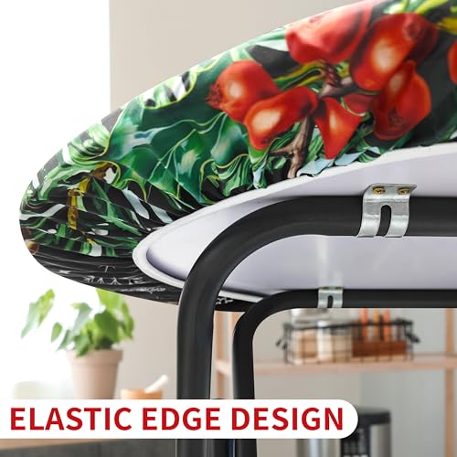 Christmas Fitted Round Tablecloth with Elastic Waterproof Black 44-inch