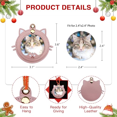 Pink Cat Shape Christmas Photo Frame Ornament Personalised Pet Keepsake