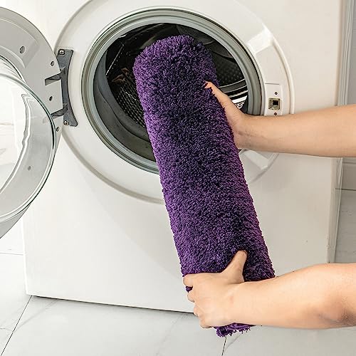 MIULEE Dark Purple Bathroom Rug Soft Microfiber Bath Mat 16x24