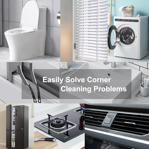 Hard-Bristled Crevice Cleaning Brush Set for Grout & Tile Gaps (3 Pack)