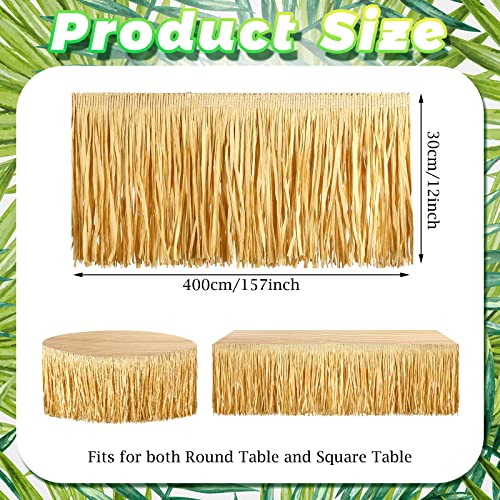 2 Pcs Raffia Grass Table Skirt for Hawaiian Luau and Tropical Party Decor