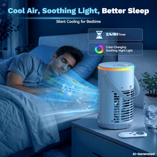 Portable Air Conditioner Fan, 1200ML Personal Evaporative Air Cooler with Ice Tank