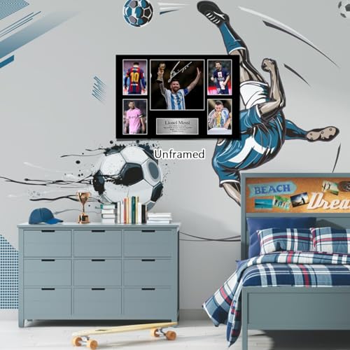 Messi Signed Soccer Poster Canvas Art Print Wall Decor for Boys Bedroom