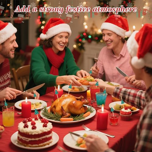 Christmas-Green Tree Cocktail Picks 100 Pcs Bamboo Skewers for Appetizers & Garnish
