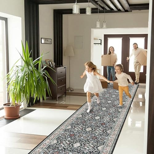 2x12 Non-Slip Runner Rug, Washable Vintage Hallway Floor Mat for Kitchen