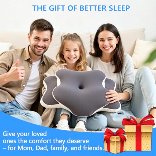 Ergonomic Cervical Memory Foam Pillow for Neck Pain & Snoring Relief, Gray