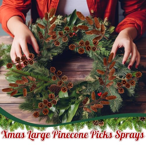 Brown 14-Inch Christmas Tree Pinecone Picks Bulk Set of 16