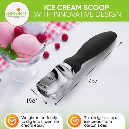 Heavy Duty Metal Ice Cream Scoop with Soft Grip Handle