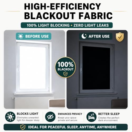 Blackout Curtains 39" x 57" - No Drill, Magnetic & Velcro Design
