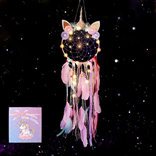 LED Lighted Unicorn Dream Catcher Wall Decor for Kids Bedroom