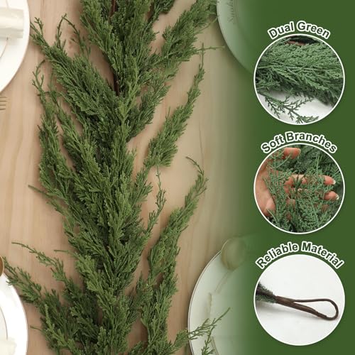 Daifunli 12ft Artificial Cypress Cedar Garland for Christmas Holiday Decor