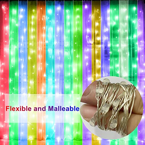 300 LED RGB Color Changing Curtain String Lights with Remote & Timer