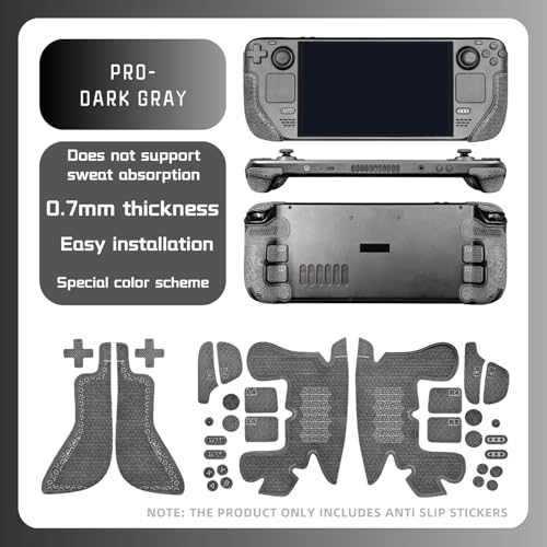 Luck&Link PRO Dark Gray Controller Grip Skin for Steam Deck OLED & LCD, Anti-Slip, Textured Handle & Button Cover