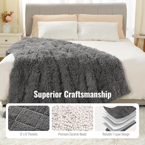 15lbs Queen Size Weighted Blanket - Soft Plush Faux Fur, 60"x80"