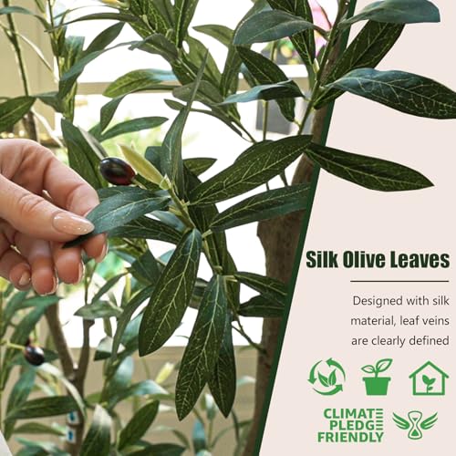 7ft Artificial Olive Tree with 1228 Silk Leaves for Realistic Decor