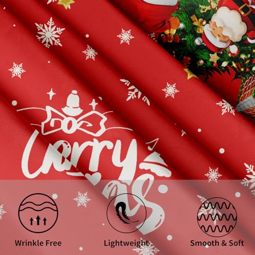 Granbey Merry Christmas Santa Snowman 60in Round Tablecloth – Christmas Snowflakes & Trees
