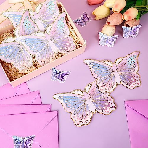 24-Pack Butterfly Birthday Party Invitations with Envelopes and Stickers