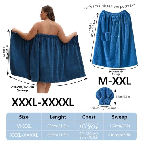 Plus Size Coral Fleece Bath Towel Wrap & Shower Cap Set - Quick Dry