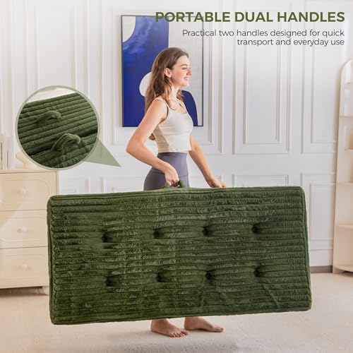 6-Inch Tri-Fold Floor Sofa Bed, Portable Faux Fur Folding Mattress, Twin