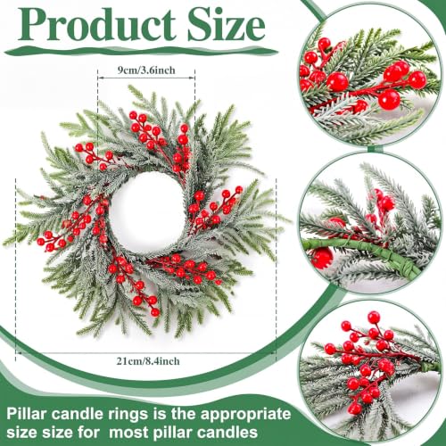 8-Pack Mini Christmas Wreaths, 8.4-Inch Artificial Pine Candle Rings