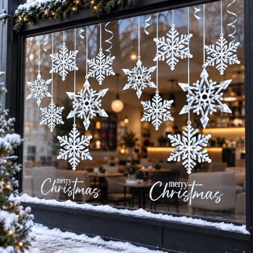 Heirloom Haven Silvery Snowflake 4Pcs Window Decals - Static Cling