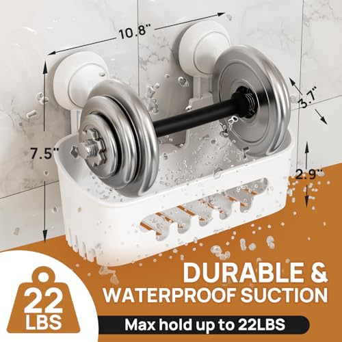 Suction Cup Shower Caddy Removable Bathroom Shelf Organizer White