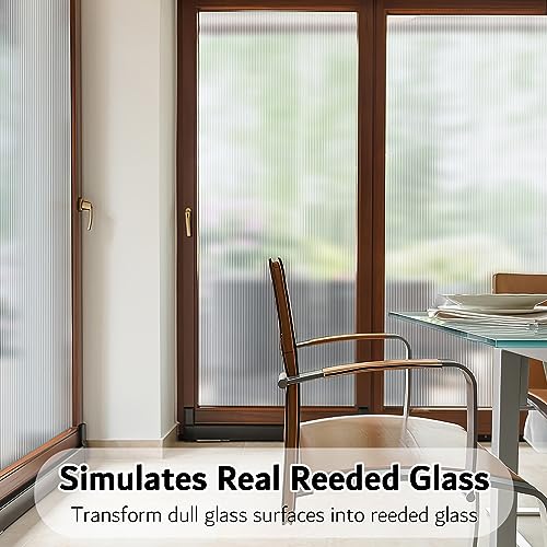 Reeded Glass Window Film - Frosted Privacy Film 17.7x78.7 inches