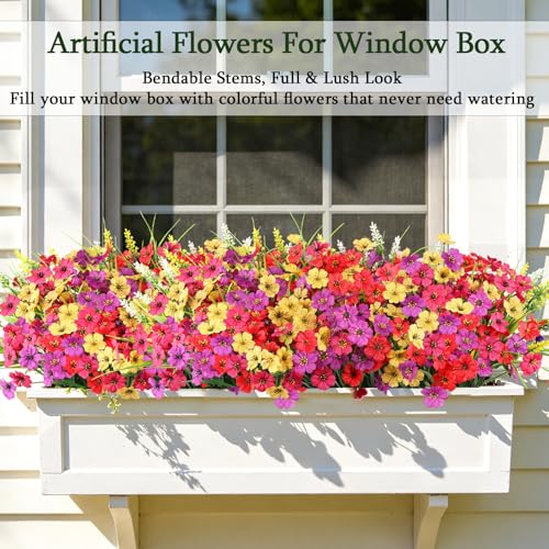 24-Piece UV-Resistant Artificial Outdoor Flowers for Planters & Porch