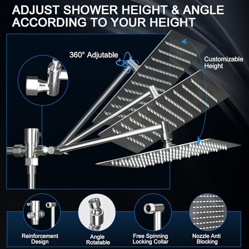 10-Inch Rainfall Shower Head Combo with Handheld Spray and Extension Arm