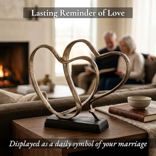 Handcrafted Iron Heart Sculpture Wedding Anniversary Gift with Poem Card