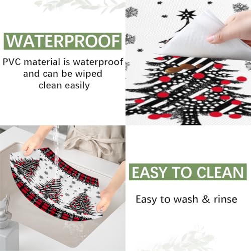 Buffalo Tree Christmas Placemats Set of 4 - Wedge & Round Holiday Table Decor