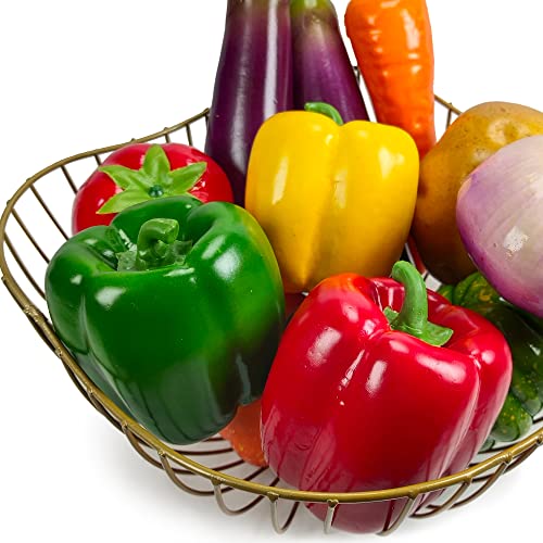 Artificial Bell Peppers 6-Piece Set, Lifelike Foam Decorative Vegetables